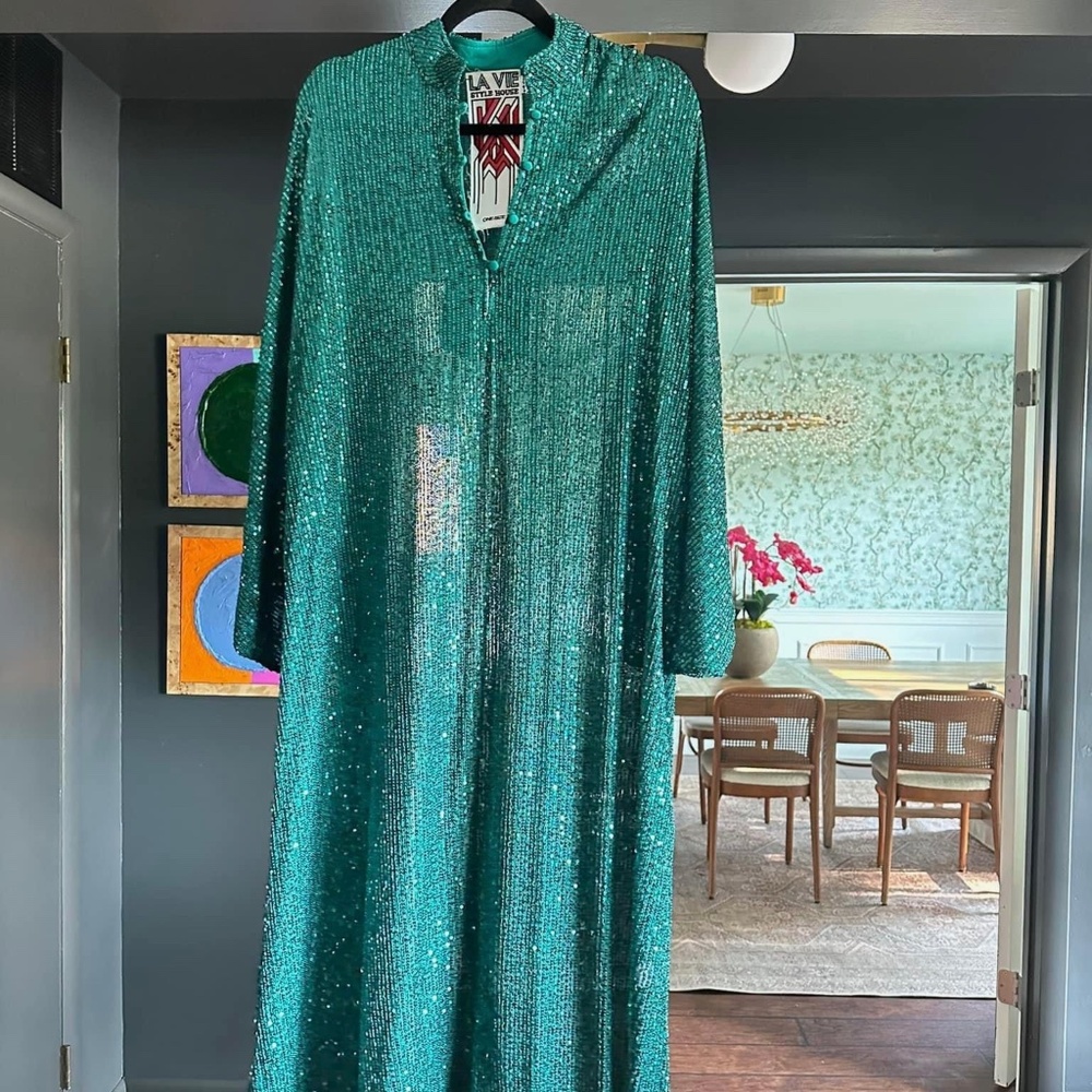 La Vie Mock Neck Sequin Dress